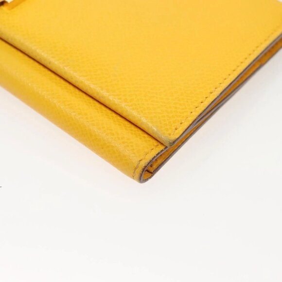 HERMES Bean Wallet Leather Yellow Auth BA3777 - Picture 3 of 16